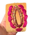 Shiraleah  Anthropologie felicity tassel pink‎ gold Fringe bracelet Photo 2
