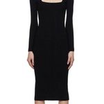 Rag and Bone NWT Black Asher Rib Knit Long Sleeve Square Neck Bodycon Midi Dress S Photo 0