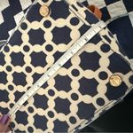 Spartina 449  River Molly Drawstring Bucket Bag Linen and Leather Blue and White Photo 8