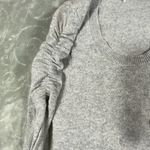 FRAME 100% Cashmere Sweater Small Ruched Sleeve Scoop Neck Gray Chic Timeless Photo 10