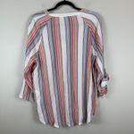 Chico's ‎ Top Women 2 US L Multi Metallic Threads Striped V-Neck Blouse Preppy Photo 3