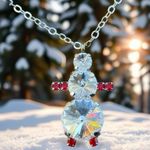 Snowman Necklace with Genuine Swarovski Crystals Silver Photo 1