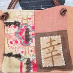 Made In India Cotton Leather Patchwork Embroidered Canvas Tote Bag 15 L *14 H Brown Photo 4