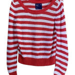 American Eagle  Orange Striped Crew Neck Sweater Photo 0