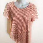 Chico's Chico’s Pink White Stripe SS Sharks-Tooth Tee Sz S Photo 0