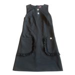 Betsey Johnson Black Shift Dress Daisy Buttons Mod Shift Fit Stretch Size 4 Photo 1