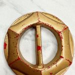 Vintage Plastic Metallic Scarf Slide Shirt Tie Bar Belt Buckle Gold Photo 2