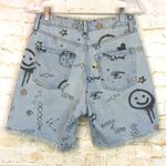 Wild Fable Denim Shorts Women 0 Doodle Print Bermuda Distressed High Rise Grunge Photo 1
