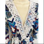 Illa Illa Aztec Boho Chic Tribal white Lace detail Blue Romper shorts short XS Photo 3