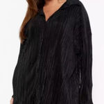 Boohoo  black pleated oversized button down top 4 Photo 0