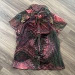 Etcetera  Vibrant Silk Blouse 12 Sheer Button Down Ruffle Design Women’s Top Photo 0