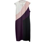 Calvin Klein Pink Purple Colorblock Stretch Crepe Sleeveless Sheath Dress 10 Photo 1
