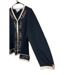 Dressbarn Black Floral Embroidered Button Cardigan Sweater Women's Size 14/16 Photo 3