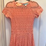 Dina Be  Anthropologie Lace Coral Short Sleeves Dress, Size Small Photo 0