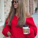 Beginning Boutique  Red Chunky Knit Sweater Photo 0