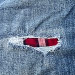 Old Navy Blue & Red Denim Patchwork Distressed Jeans Size 36x30 Photo 3