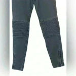 ZARA  Slim Fit Medium Rise Black Moto Jeans with Zipper Ankle‎ Size 4 Photo 2