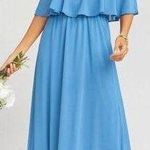 Show Me Your Mumu Coastal Blue Hacienda Maxi Dress Small Photo 0