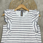 Anthropologie Postmark Flutterwork Top Sleeveless Navy White Striped Size XS Photo 2