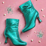 None METALLIC Green Slouchy Square Toe Holiday Boots Size 42 / US 11 Photo 0