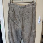 American Eagle  Khaki Linen Blend Pants Cargo drawstring waist sz 8L tall Photo 5