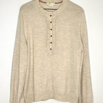 Boden Lara Frill Henley 100% Merino Wool Sweater 16/18 XL Beige Tan Knit Cottage Photo 0