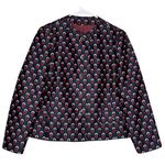 Vintage Navy collarless blazer with red & white print button closing size 10 Blue Photo 0