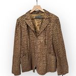 Vintage Pamela McCoy Leopard Print Leather Jacket Brown Size L Photo 7