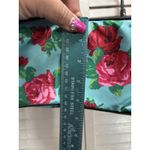 Betsey Johnson Shoulder Bag Purse Floral Teal/Red Roses Studs Logo Side Pockets Photo 5