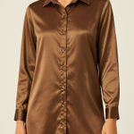 Princess Polly Princess‎ Polly Satin Bronze Button-Up Shirt Photo 0