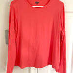 Lands' End Rash Guard Coral Orange Pink Long Sleeve Crewneck Swim UPF Size MP Photo 0