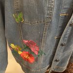 Crest Jeans vintage med wash distressed denim jacket floral embroidery. Size 3X Blue Photo 1