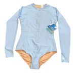 Coolibar Escalante Long Sleeve Swimsuit Zip Front Blue Medium UPF 50 NWT Photo 0