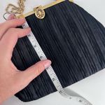 Tango Women's Black Satin Flat Pleated Rhinestone Clutch Purse Shoulder Bag Black Photo 8