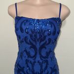 Blue Sequin Dress short woman size 4 wedding party nightclub homecoming Photo 1
