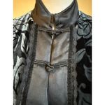 Black Velvet Rose Floral silk Jacket coat S boho whimsigoth fairy Y2K vintage Photo 1