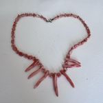 Vintage Pink Salmon Coral Shell Necklace Gold Tone Beads Estate Jewelry Orange Photo 0