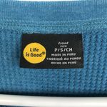 Life is Good NEW Blue Heart Print Waffle Thermal Shirt Women's Size Small Photo 2