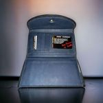 Mundi Blue Trifold Leather Wallet with Checkbook Back Zip Clutch NWT Photo 2