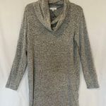 Nine Britton Cowl Neck Hacci Knit Dress Women's L Gray Long Sleeve Short Dress Photo 0