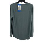 Chaser Long Sleeve Thermal Top Waffle Knit Button Cuff Green Blue Large New Photo 2