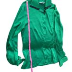 Evan Picone  green button front long sleeve blouse black embellishment size 4 Photo 4