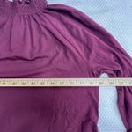 Chico's Top Womens 1 Med Maroon Mock Long Sleeve Ruffle Pima Cotton Blend Stretch Photo 1