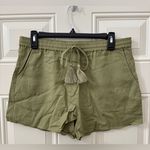 ANDIE NWT The Short Women's M Elastic Waistband Pockets Linen Blend Olive Green Photo 0