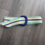 Colorful Knit Belt with Chunky Blue Buckle Photo 9