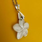 Mother of pearl plumeria flower pendant necklace Photo 8