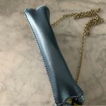 Carlos Falchi Crossbody Purse Flower Embellished Snakeskin Pattern Chain Strap Blue Photo 3