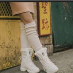 FILA Disruptor Lug Boot Winter White Faux Fur Trim Lace Up Ankle Boots Size 7 Photo 2