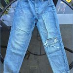 Décor High Rise Distressed Ripped Knee Straight Leg Blue Denim Jeans Size 28 Photo 0