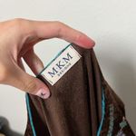 y2k boho brown velvet floral v neck flutter flare sleeve long sleeve top by mkm Photo 6